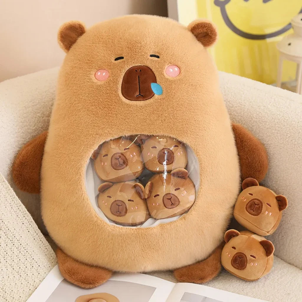 Cute capybara Plush with 6Pcs Inside - camel / 40x45cm