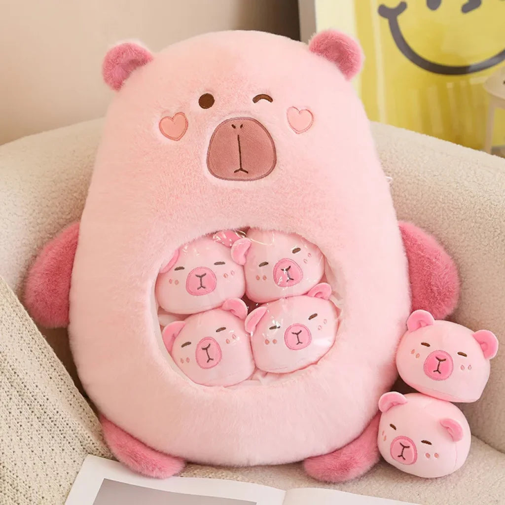 Cute capybara Plush with 6Pcs Inside - Pink / 40x45cm
