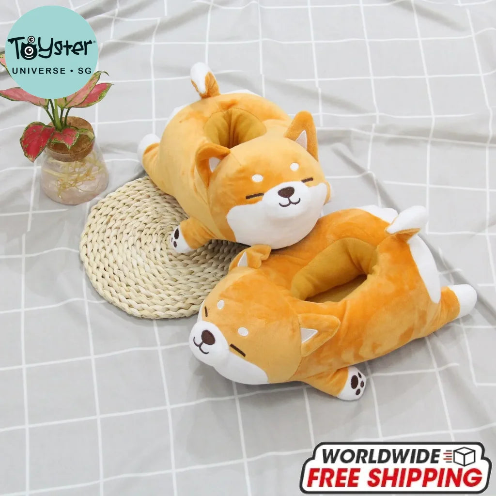 Cute Lazy Shiba Inu Dog Slippers
