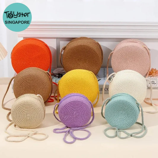 Cute Round Cake Woven Crossbody Bag