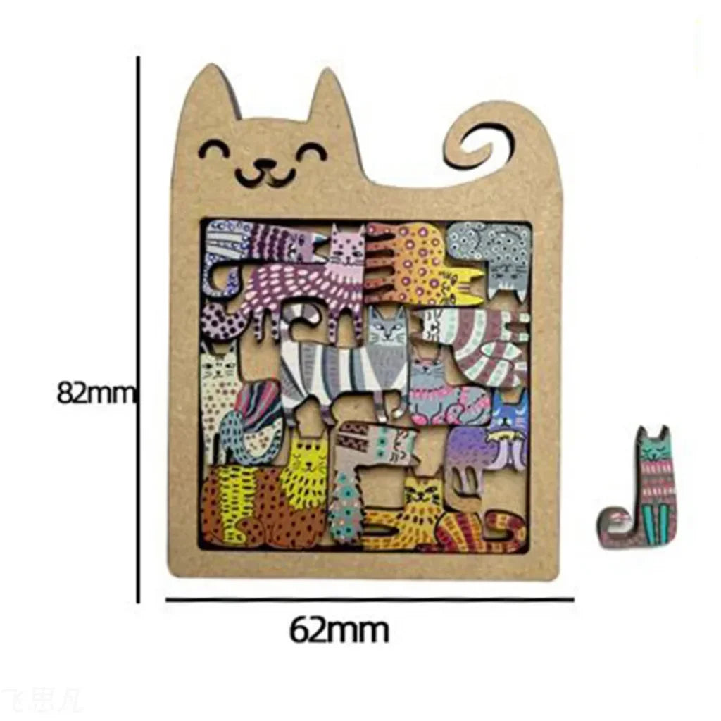 Cute Wooden Cat-Shaped Puzzle - 1pcs