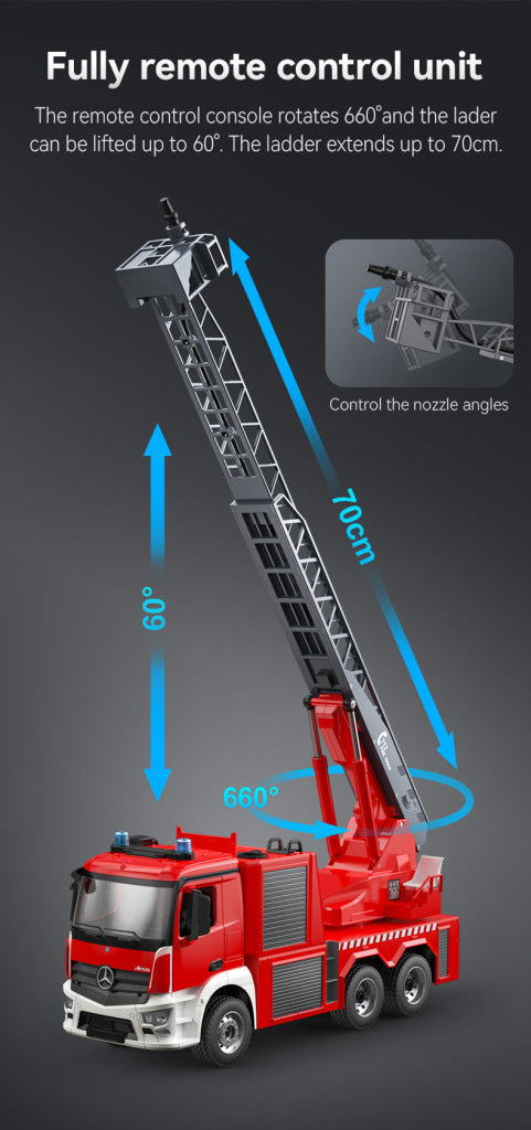 Double E Licensed Mercedes-Benz Rc Antos 1:20 Fire Truck E667