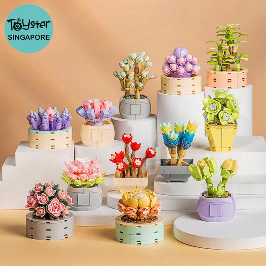 Flower Building Blocks Toys Succulent Potted Diy Plants