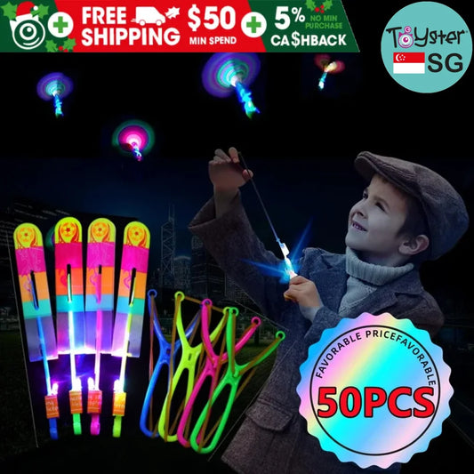 Flying Toy Led Light Toys Party Fun Gifts Rubber Band Catapult