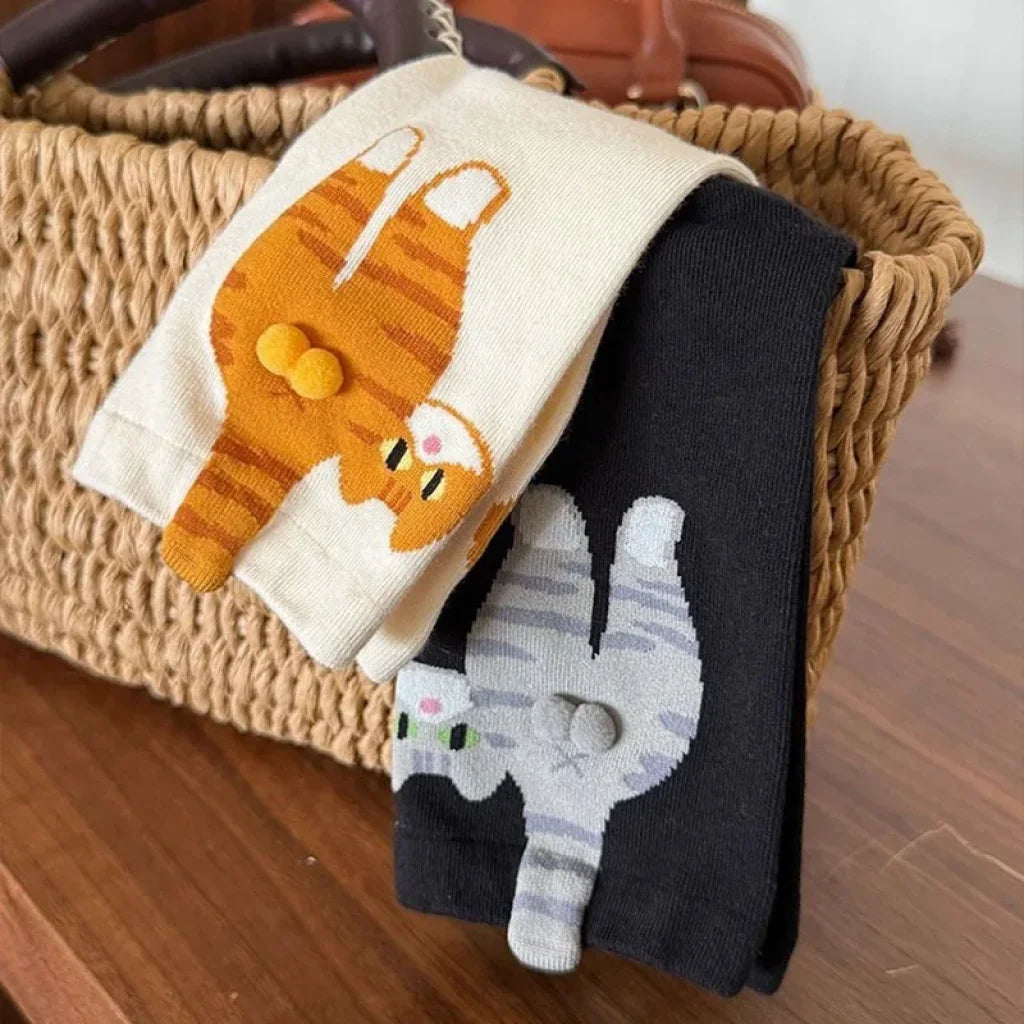 Funny Cat Black/White Mid-Tube Socks