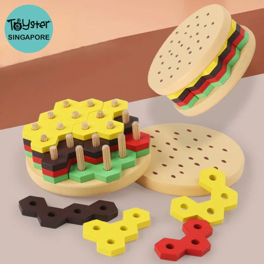 Hamburger Building Blocks Wooden Geometric Sorting And Stacking