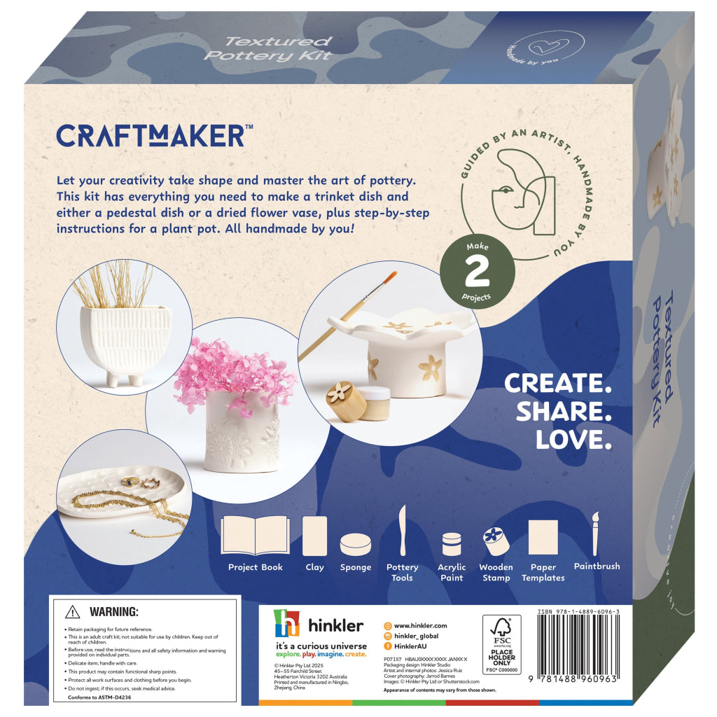 Hinkler Craft Maker Classic Textured Pottery Kit CRAFT MAKER