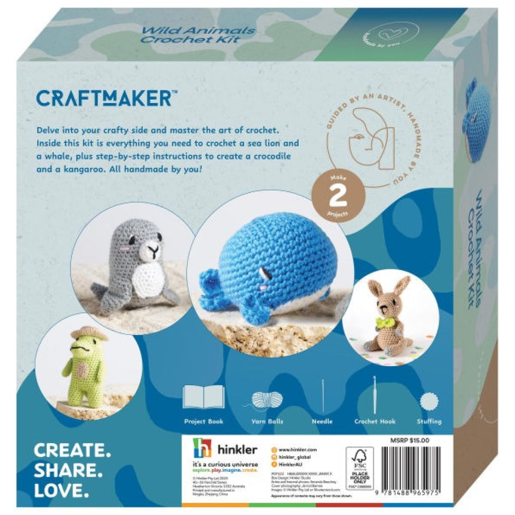 Hinkler Craft Maker Wild Animals Crochet Kit CRAFT MAKER