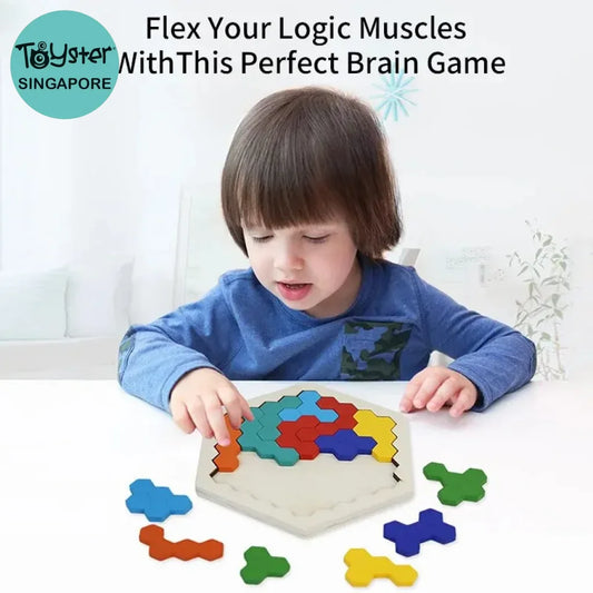 Honeycomb Hexagonal Wooden Puzzle Board 14Pcs