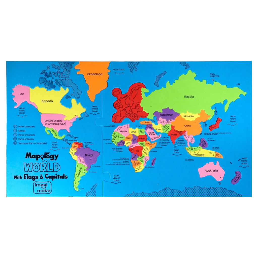 Interactive World Map Puzzle, Learn Countries Flags & Capitals (Ages 5+) - Mapology
