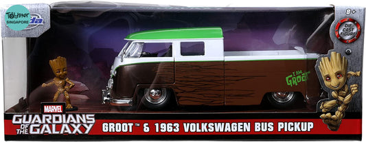 Jada 1:24 Diecast 1963 Volkswagen Bus With Groot Figure Back To The Future