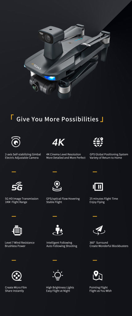 Jjrc X19 Pro Two-Axis Gimbal Brushless 4K Hd Aerial Camera