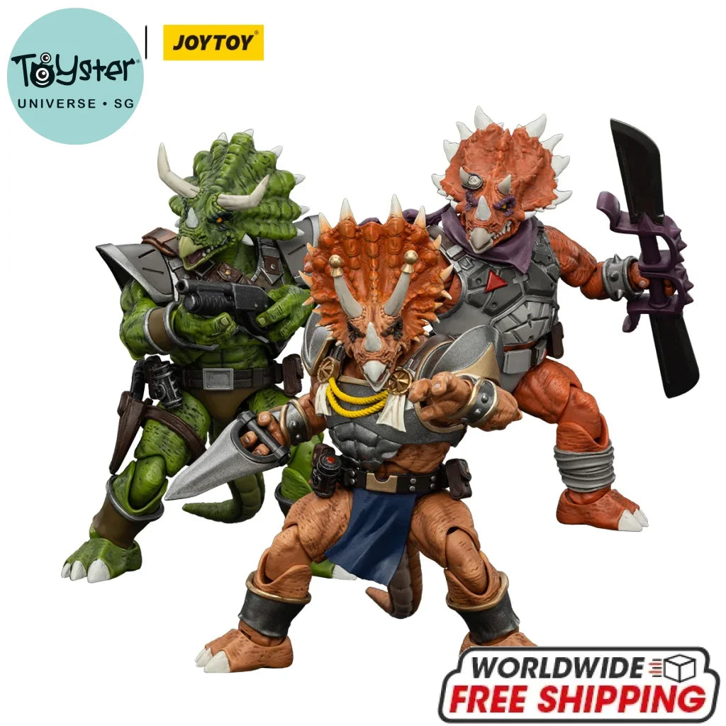 JOYTOY TMNT 1/18 Action Figures Anime 13.2cm Captain Zorax Adjutant Zork Triceraton Infantryman - SET OF 3 / 13.2