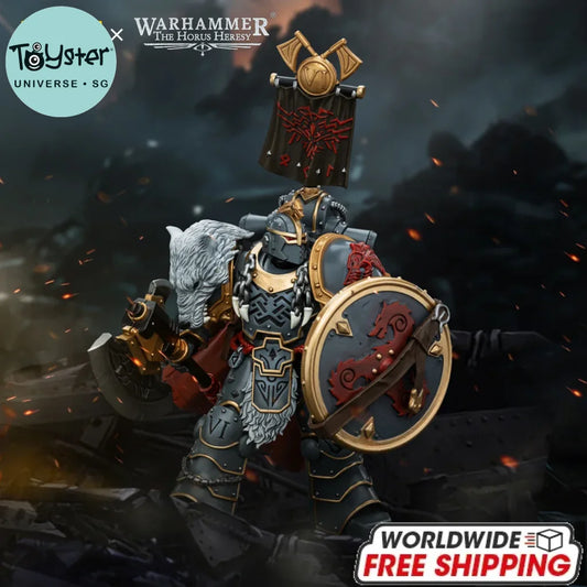 JOYTOY Warhammer 40k 1/18 Action Figures 12.4cm Space Wolves Legion Praetor with Power Axe and Combat Shield