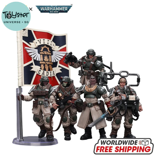JOYTOY Warhammer 40k 1/18 Action Figures Anime 10.7cm Astra Militarum Cadian Command Squad Veteran with Medi-pack Model