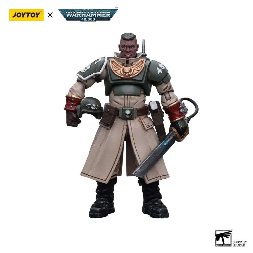 JOYTOY Warhammer 40k 1/18 Action Figures Anime 10.7cm Astra Militarum Cadian Command Squad Veteran with Medi-pack Model