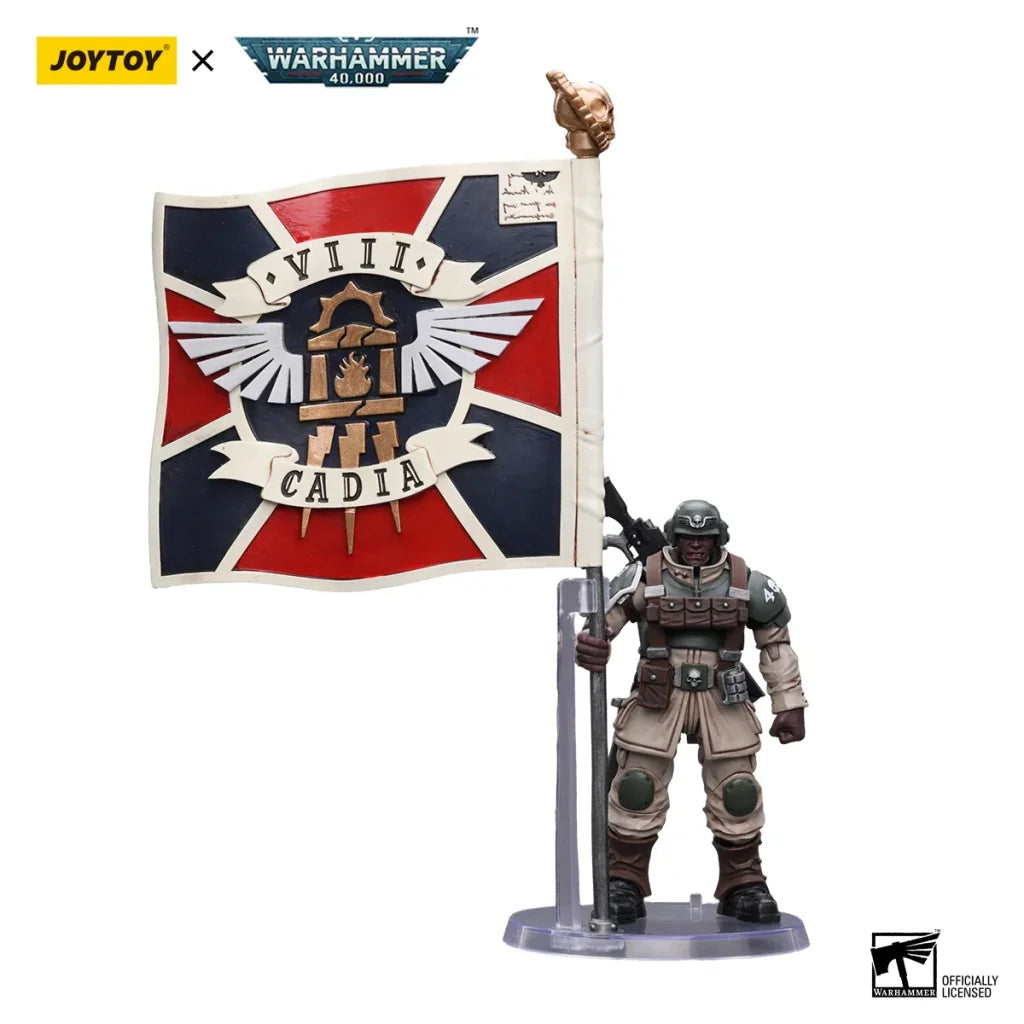 JOYTOY Warhammer 40k 1/18 Action Figures Anime 10.7cm Astra Militarum Cadian Command Squad Veteran with Medi-pack Model