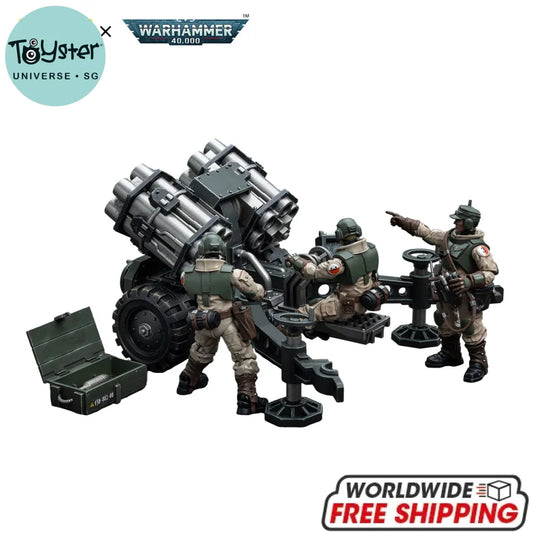 JOYTOY Warhammer 40k 1/18 Action Figures Anime Astra Militarum Ordnance Team with Malleus Rocket Launcher Soldier Model