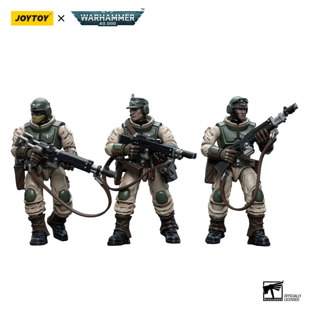 JOYTOY Warhammer 40k 1/18 Action Figures Anime Astra Militarum Ordnance Team with Malleus Rocket Launcher Soldier Model