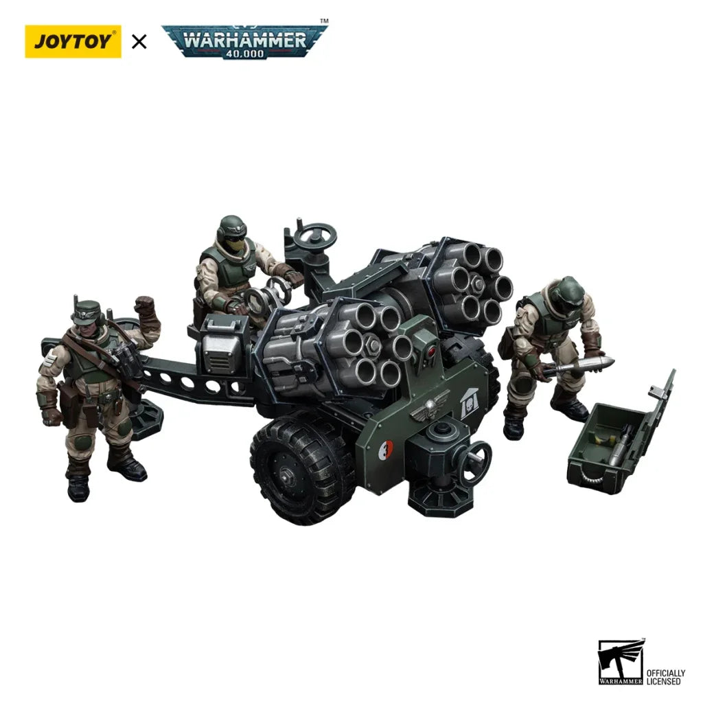 JOYTOY Warhammer 40k 1/18 Action Figures Anime Astra Militarum Ordnance Team with Malleus Rocket Launcher Soldier Model