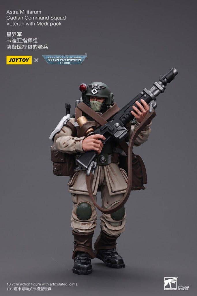 Joytoy Warhammer 40K Astra Militarum Cadian Command Squad Veteran With Medi-Pack Jt7943 Warhammer
