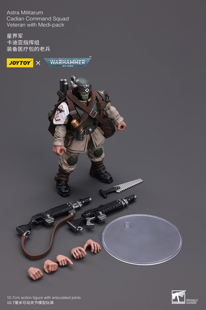 Joytoy Warhammer 40K Astra Militarum Cadian Command Squad Veteran With Medi-Pack Jt7943 Warhammer