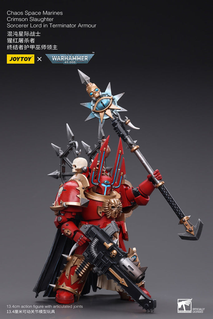 Joytoy Warhammer 40K Chaos Space Marines Crimson Slaughter Sorcerer Lord In Terminator Armour