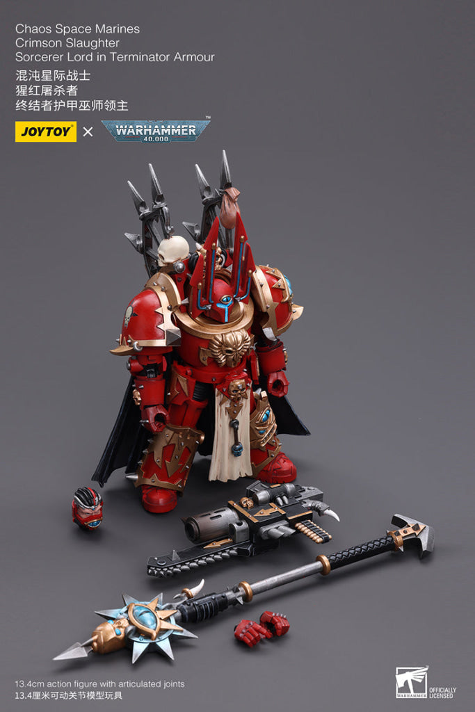Joytoy Warhammer 40K Chaos Space Marines Crimson Slaughter Sorcerer Lord In Terminator Armour