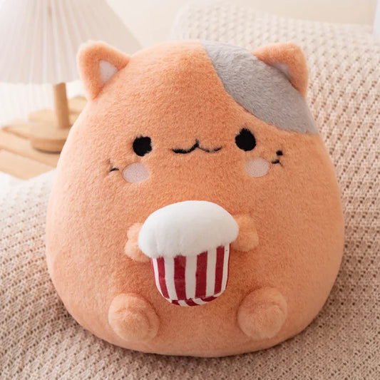 Kawaii Stuffed Animal Strawberry Popcorn Plushies Cat / 32Cm