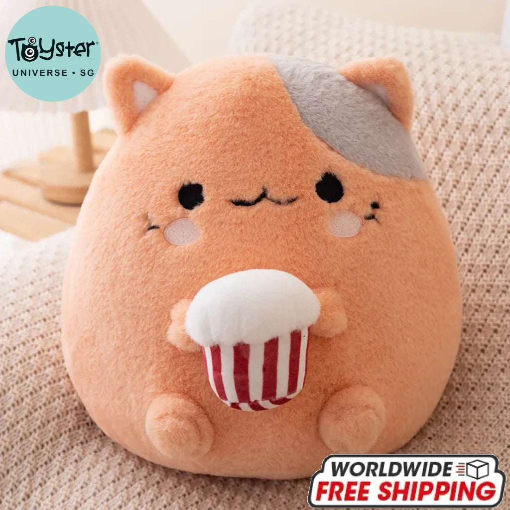 Kawaii Stuffed Animal Strawberry Popcorn Plushies Cat / 32Cm