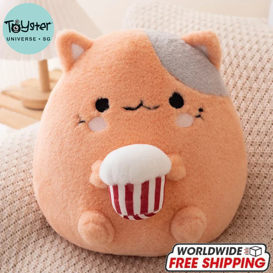 Kawaii Stuffed Animal Strawberry Popcorn Plushies Cat / 32Cm