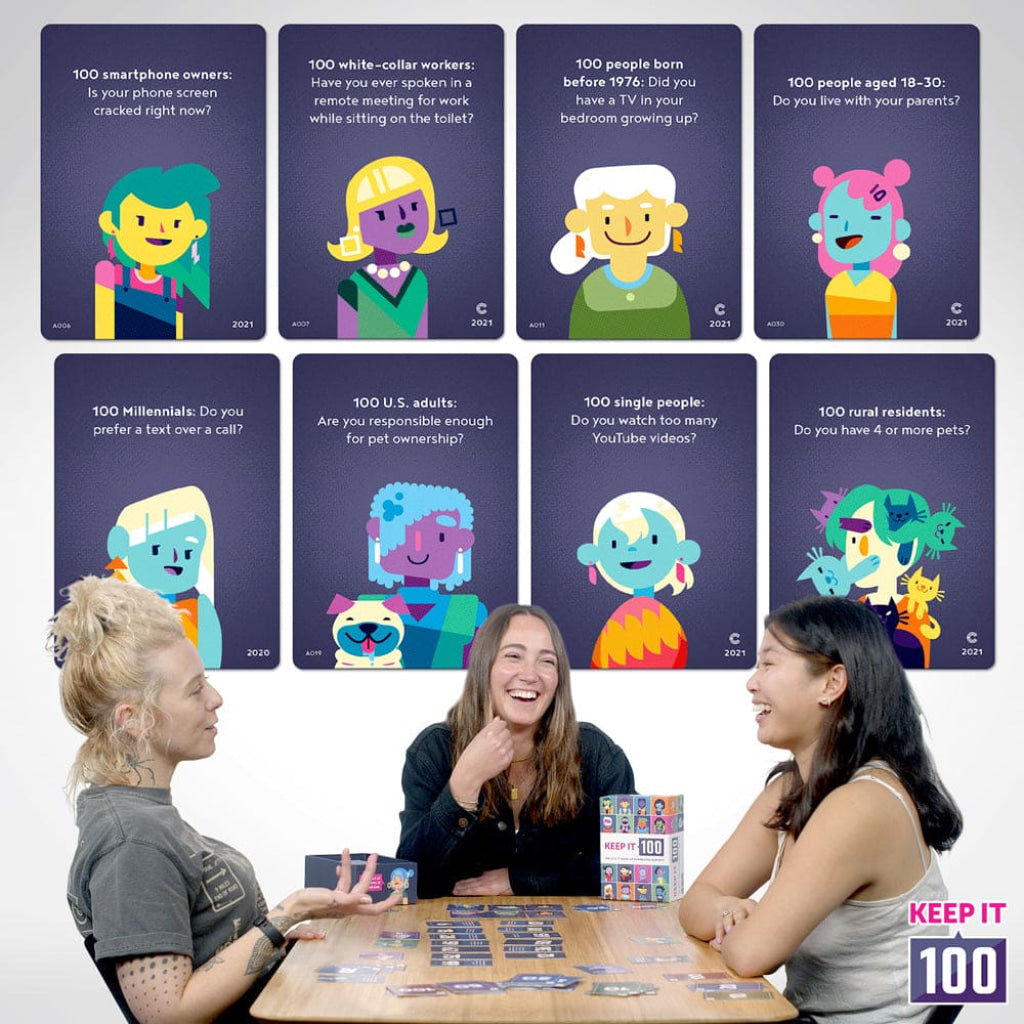 Keep it 100: The Card Game | Surprising Surveys Prediction Game - Card Games