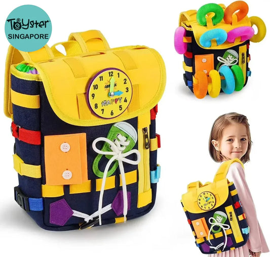 Kid Montessori Busy Board Bag With Buckles