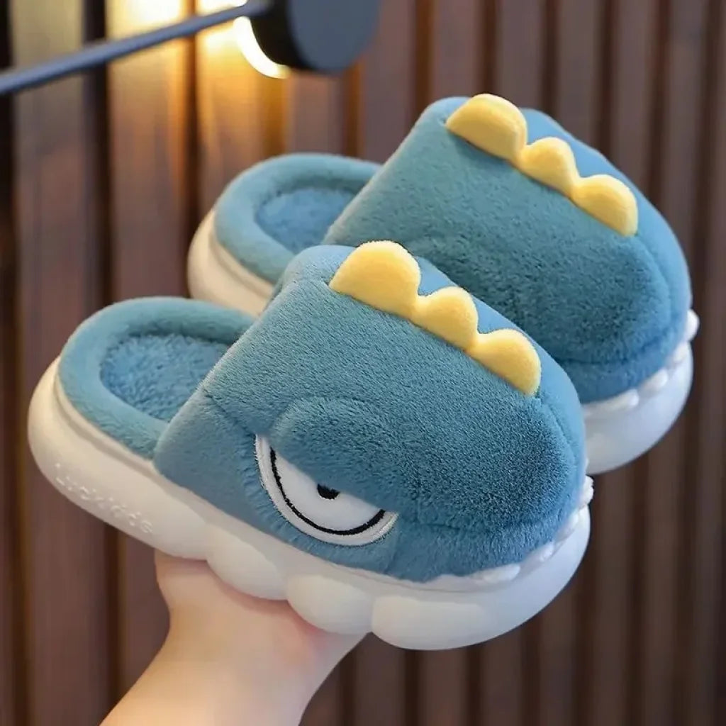 Kids Adorable Dinosaur Slippers 28/Size 29 (Inner Length 17.5Cm About 3-4 Years Old) / Light Gray