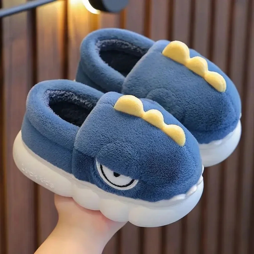 Kids Adorable Dinosaur Slippers 32/Size 33 (Inner Length 19.5Cm About 7-8 Years Old) / Dark Blue