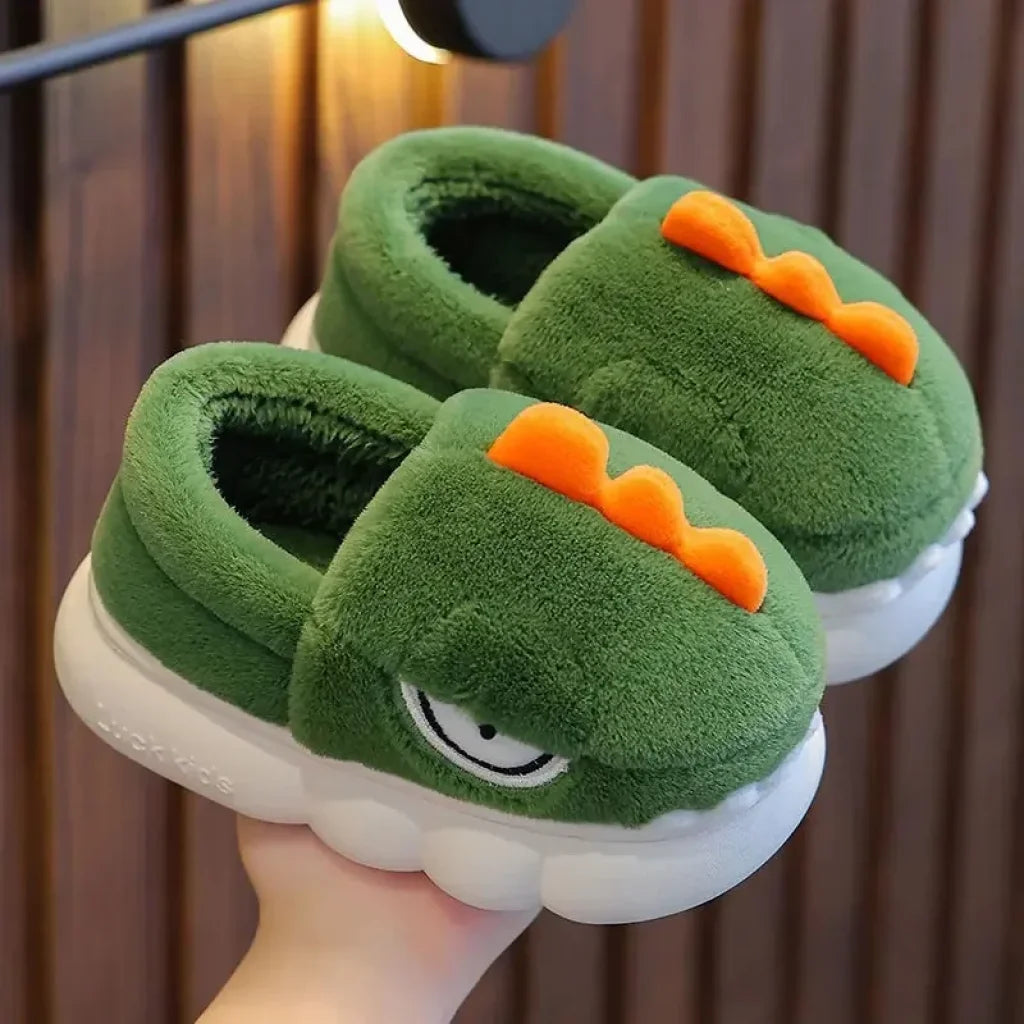 Kids Adorable Dinosaur Slippers 32/Size 33 (Inner Length 19.5Cm About 7-8 Years Old) / Dark Green