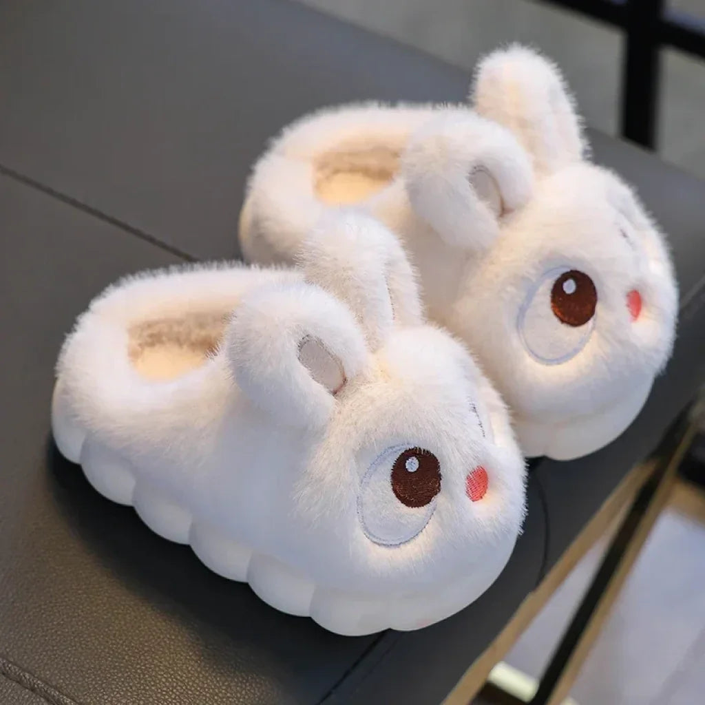 Kids Cute Rabbit Fluffy Slippers White / 24-25 Insole 15Cm