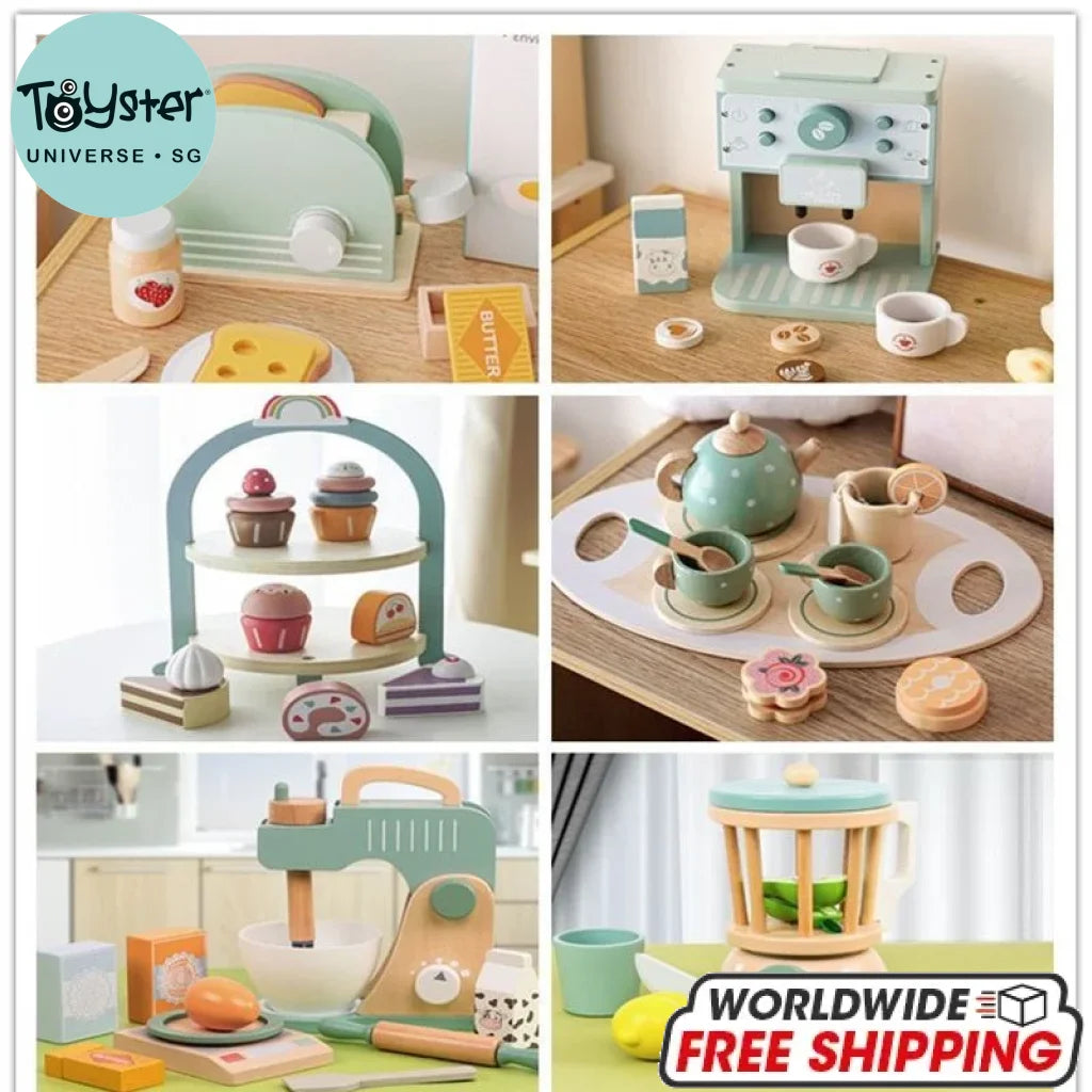 Kids Wooden Pretend Play Kitchen Toy Set