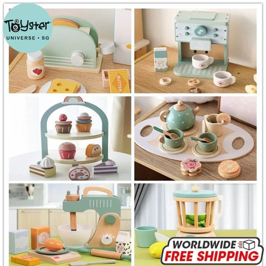 Kids Wooden Pretend Play Kitchen Toy Set