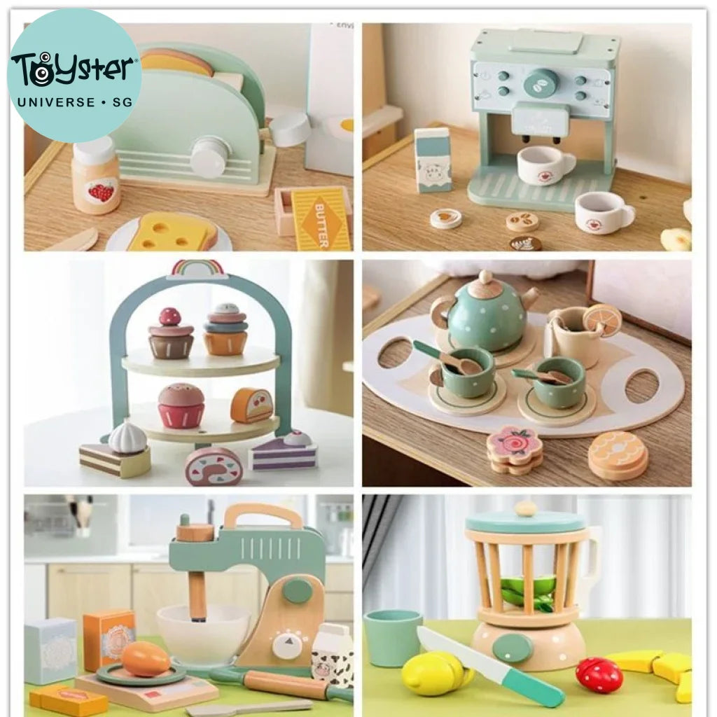 Kids Wooden Pretend Play Kitchen Toy Set