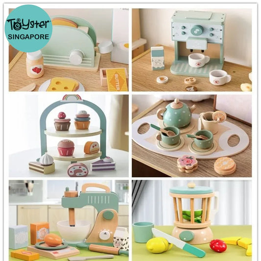 Kids Wooden Pretend Play Kitchen Toy Set