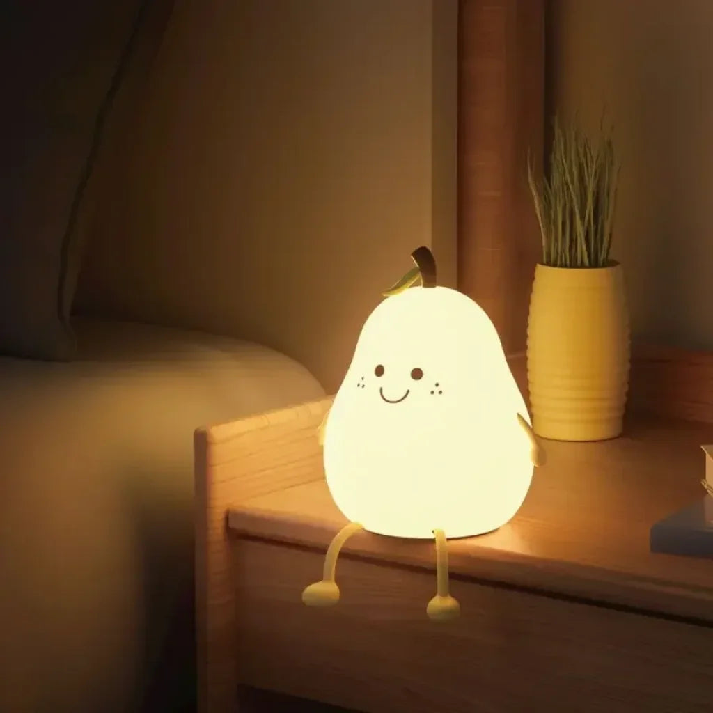 LED Pear Fruit Silicone Night Light - Blanco / Pear