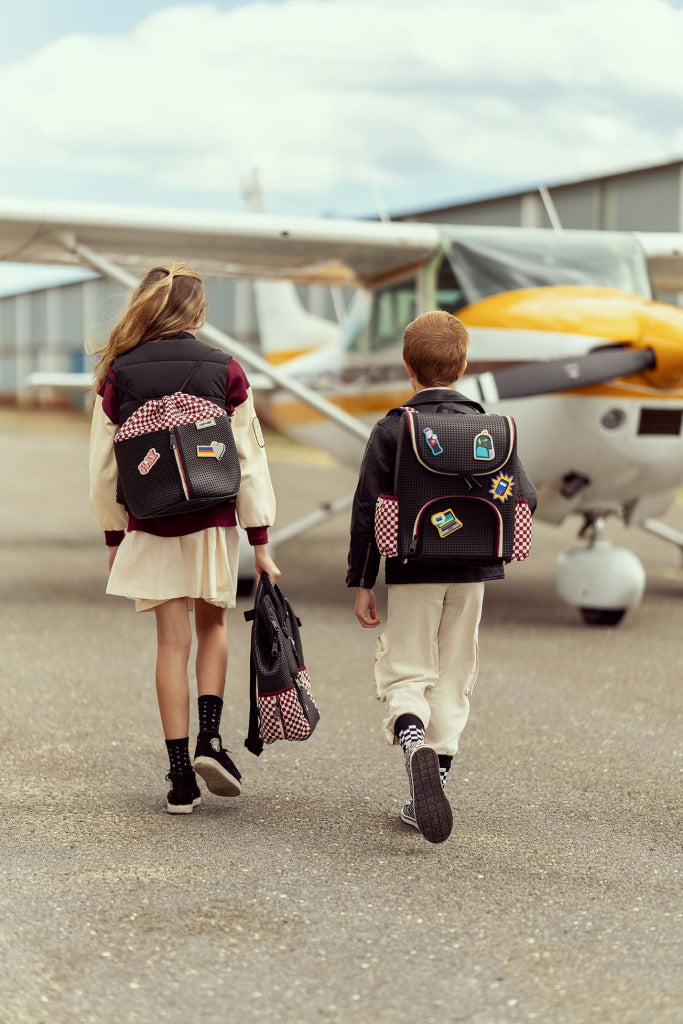 Light + Nine Student Ergonomic Backpack Checkered Brick - Light + Nine
