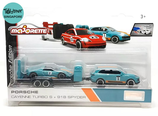 Majorette Trailer Race Set - Porsche Cayenne Turbo S + 918 Spyder Dickie Toys