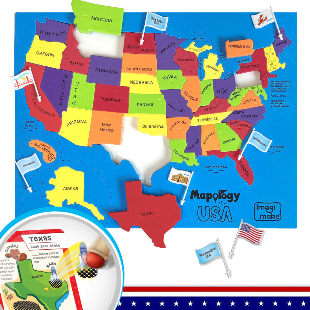 Mapology USA with Flags Puzzle & Flashcards - Mapology