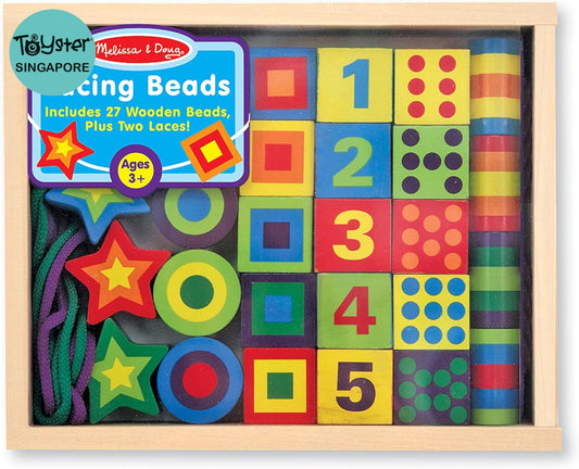 Melissa & Doug 3775 Deluxe Wooden Lacing Beads - Educational Activity With 27 And 2 Laces