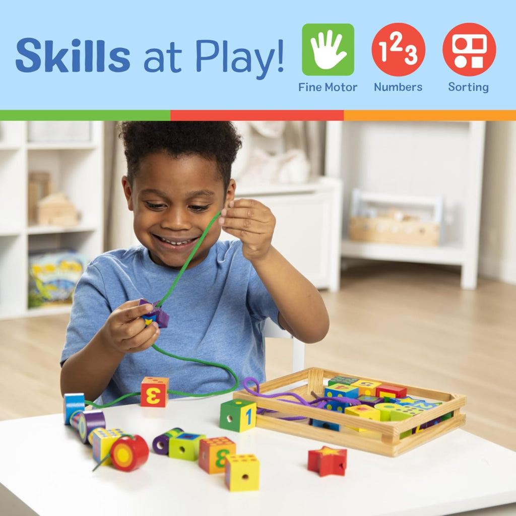 Melissa & Doug 3775 Deluxe Wooden Lacing Beads - Educational Activity With 27 And 2 Laces