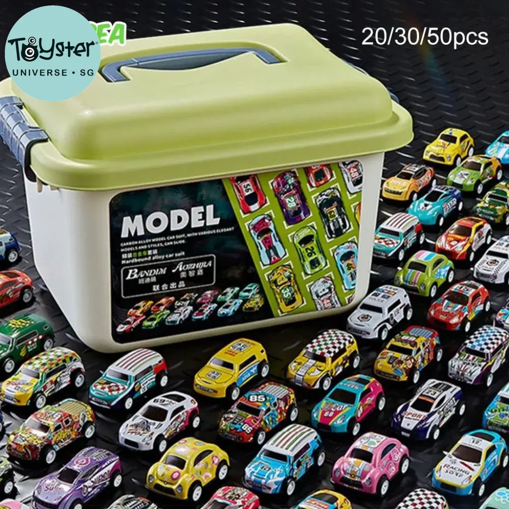 Mini Diecast Car Model Set with Storage Box