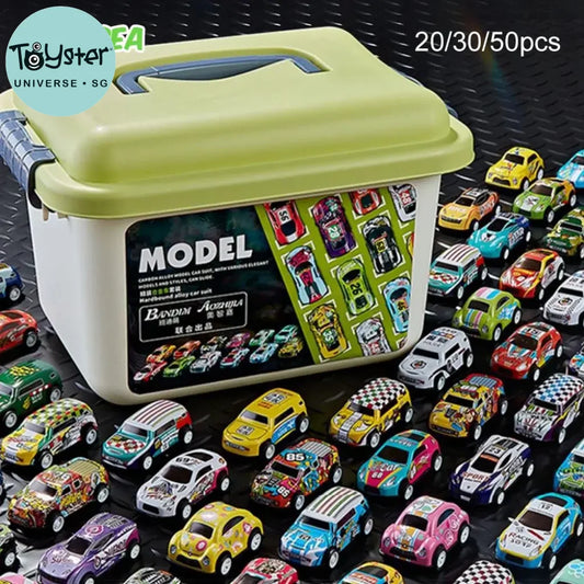 Mini Diecast Car Model Set with Storage Box