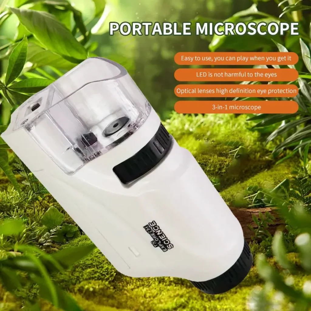 Mini Pocket Microscope Kit 60 To120X With Led Light